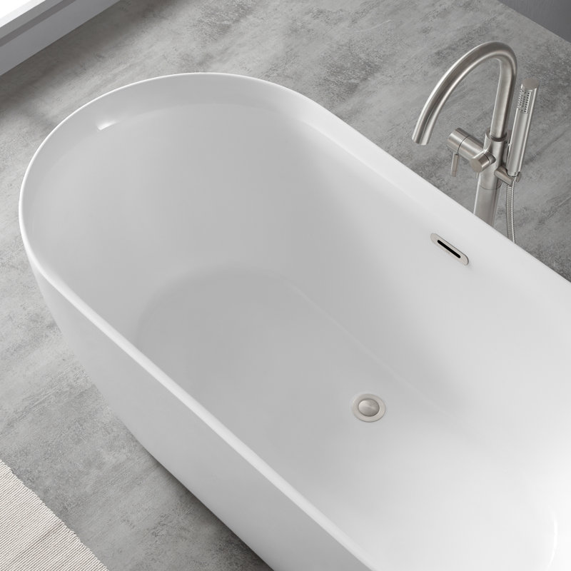 Ove Decors Ayago 59 X 28 Freestanding Soaking Acrylic Bathtub Wayfair