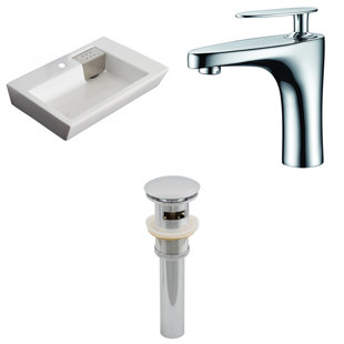 Go to store & view more images American Imaginations Ceramic Rectangular Vessel Bathroom Sink with Faucet and Overflow