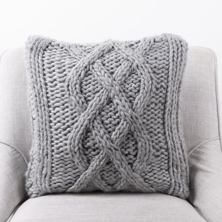 gray knit pillow