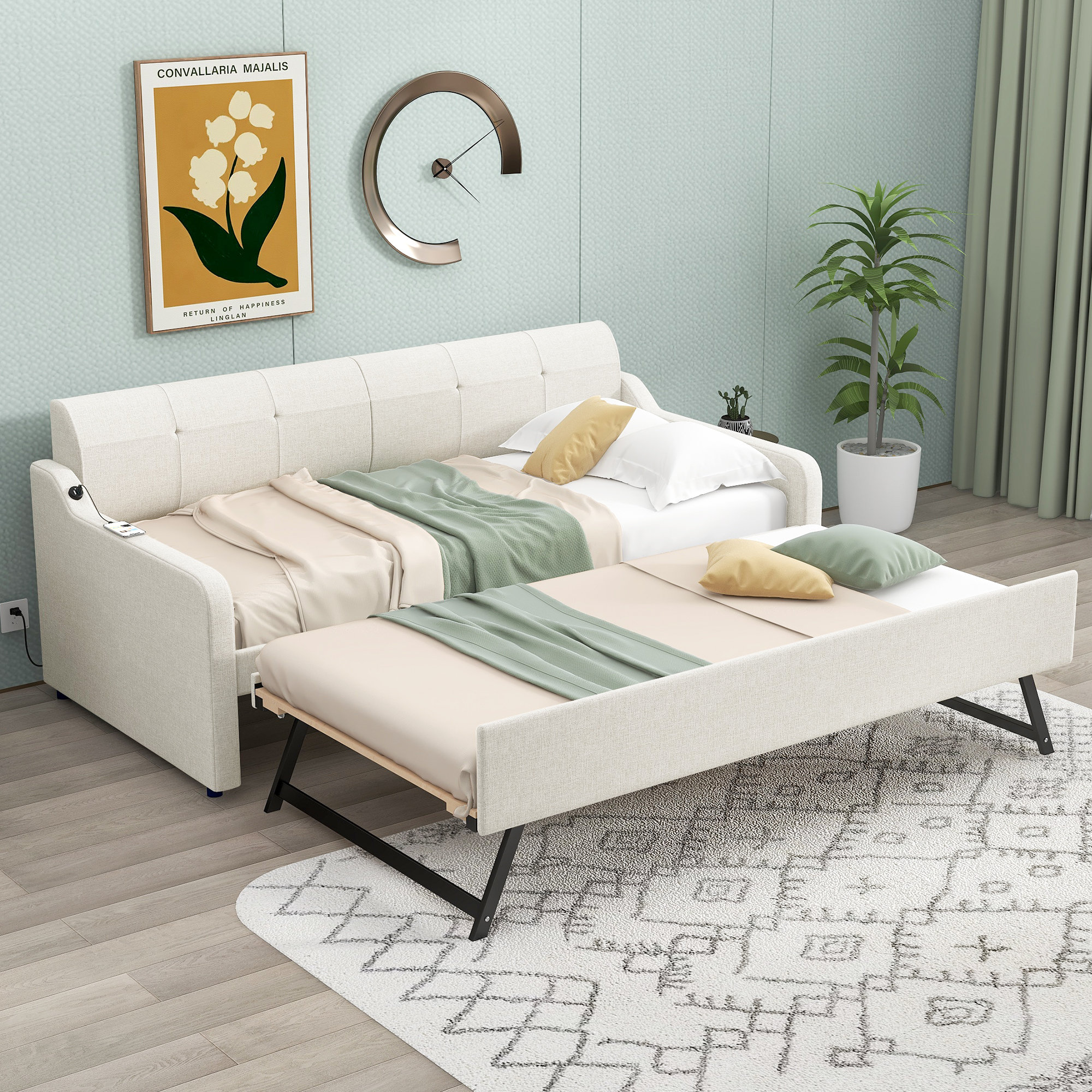 Hokku Designs Gelbert Upholstered Daybed with Trundle | Wayfair