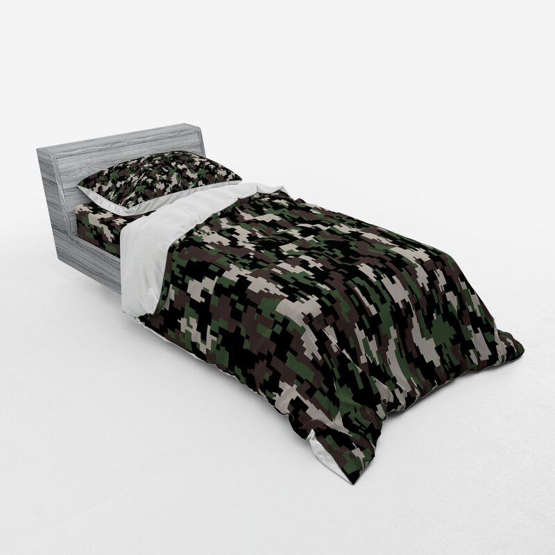 Blue Camouflage Single Duvet Cover Set Kids Bedding Army Camo