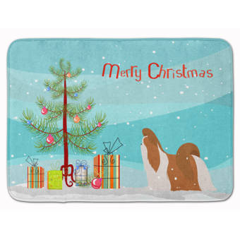The Holiday Aisle Polish Tatra Sheepdog Christmas Tree Rectangle Microfiber Non Slip Bath Rug Wayfair