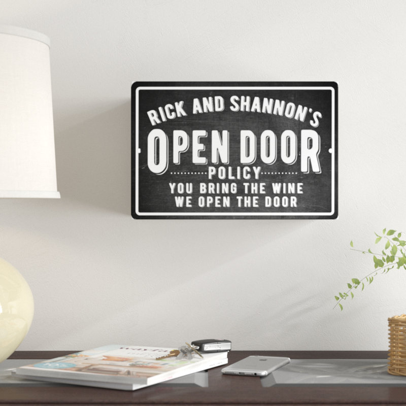 Winston Porter Personalized Open Door Policy Wine Textual Art On
