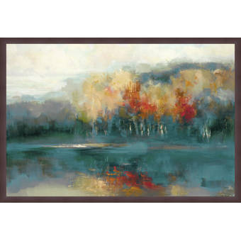 Winston Porter Stewart Mountain Lake Framed Acrylic Painting Print On Canvas Wayfair