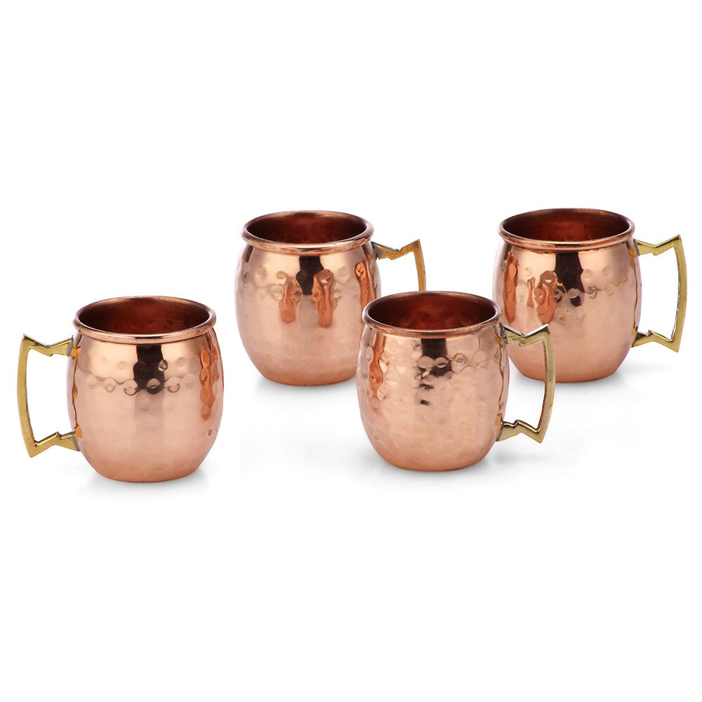 2 Moscow Mule Mug Cup Drinking Hammered Copper Brass Steel Gift Set 18 Oz
