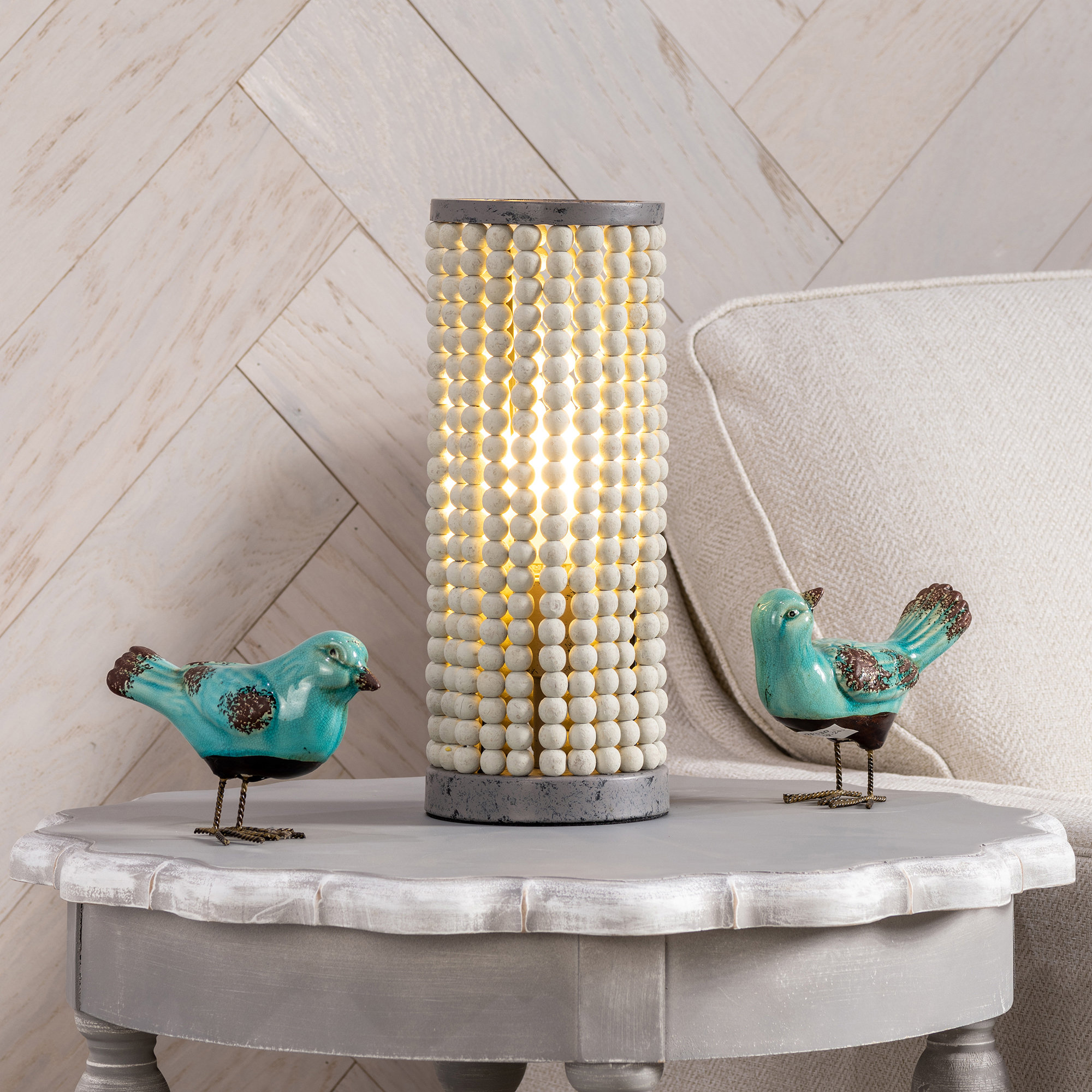 wood bead table lamp