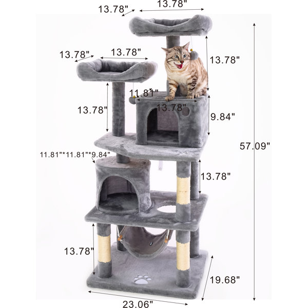 Tucker Murphy Pet 57 Inches Multi Level Cat Tree For Large Cats With Cozy Perches Stable Cat Tower Cat Condo Pet Play House Wayfair