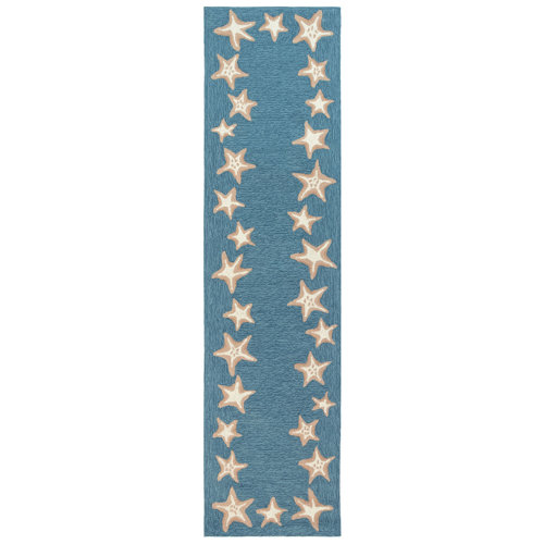 Highland Dunes Claycomb Starfish Border Hand Tufted Aqua Indoor Outdoor Area Rug Reviews Wayfair