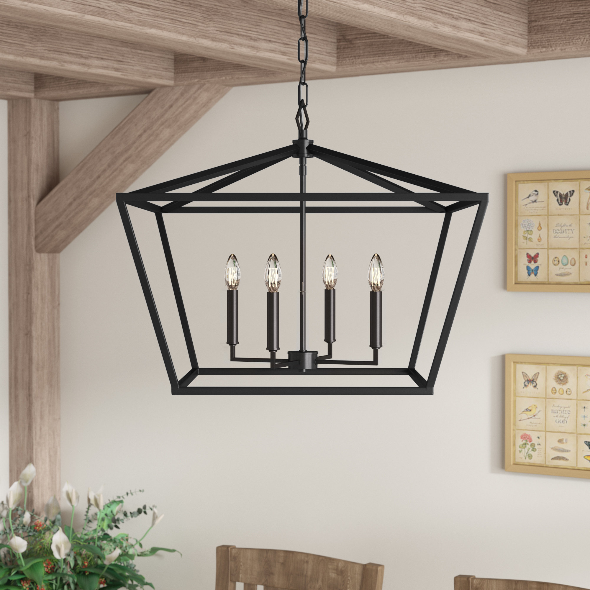 Poisson 4 Light Lantern Rectangle Square Chandelier Poisson 4 Light Lantern Rectangle Square Chandelier