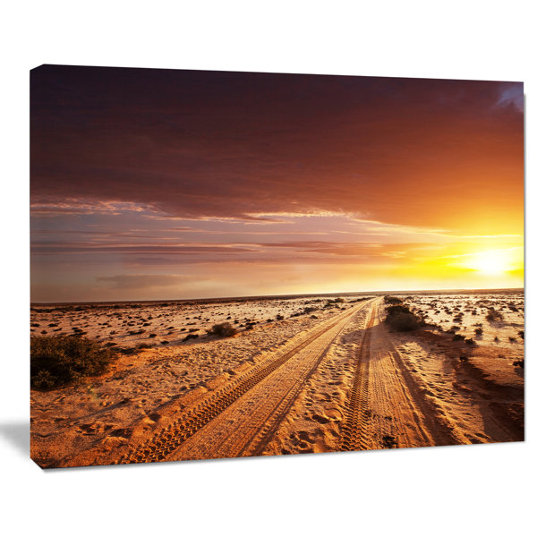 Designart Off Road In Desert At Sunset Photographic Print On Wrapped Canvas Wayfair