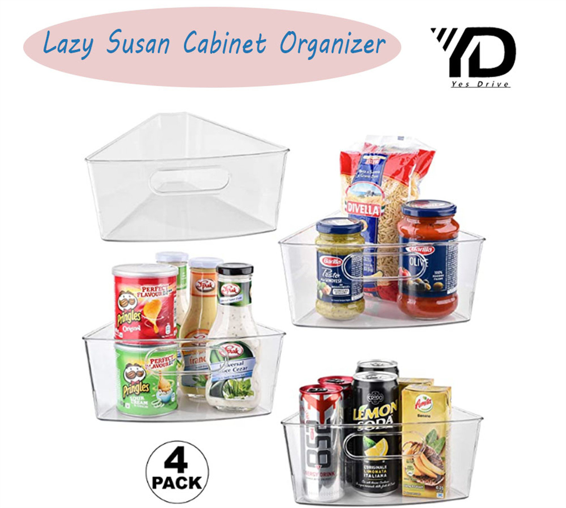 CircleTrun Wedge Storage Bin Organizer Lazy Susan Organizer With Front