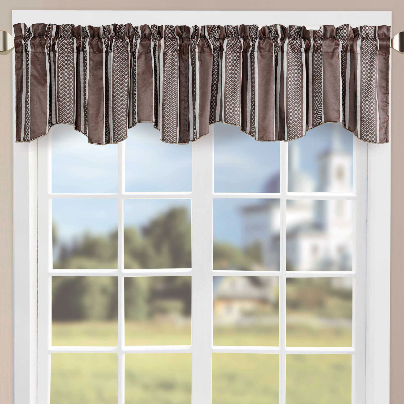 Winston Porter Ewenn Striped Jacquard 58 Window Valance Reviews