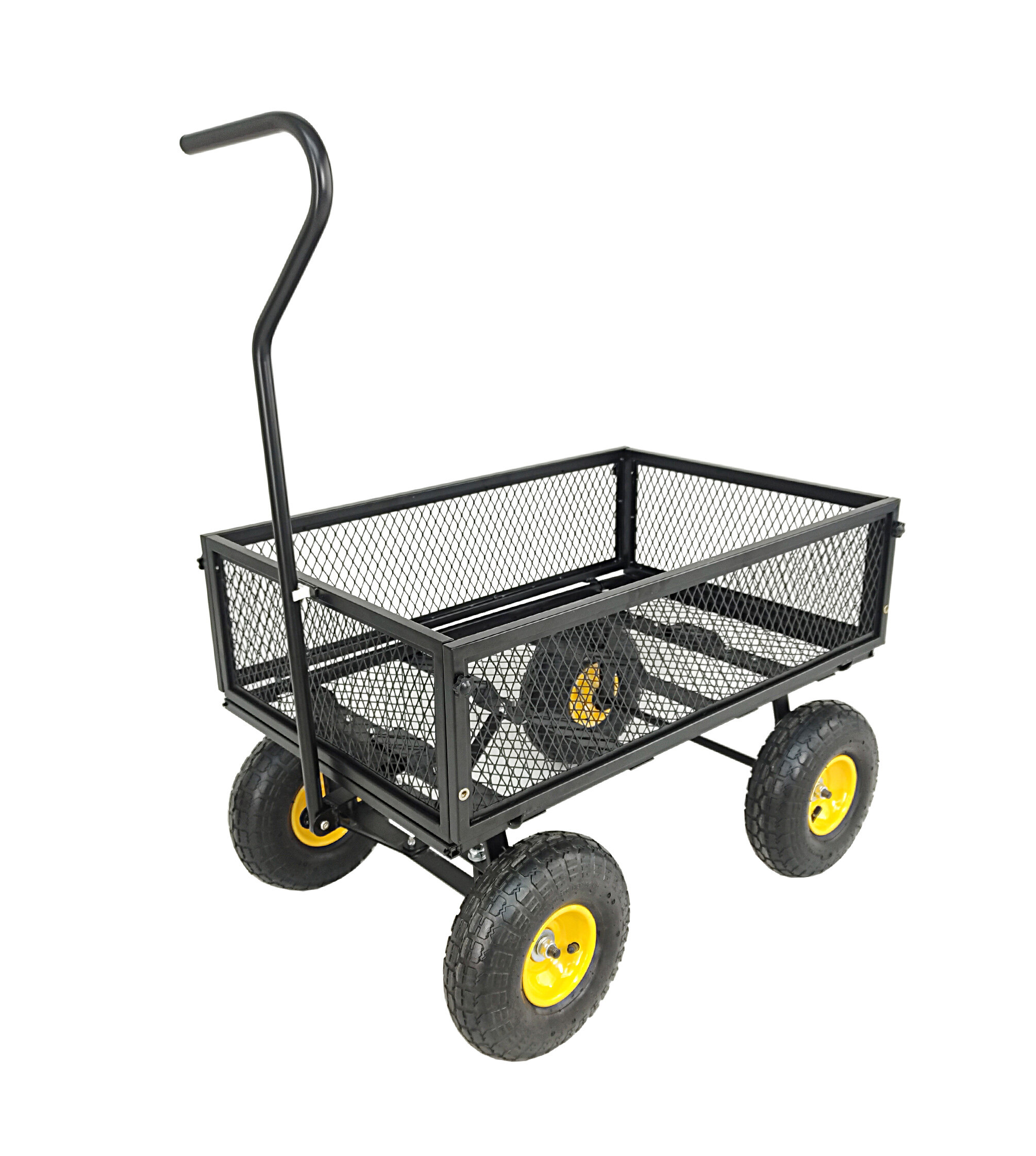 400 lb Capacity Heavy Duty Garden Wagon Utility Yard Cart Lawn Hauler Drop Side 