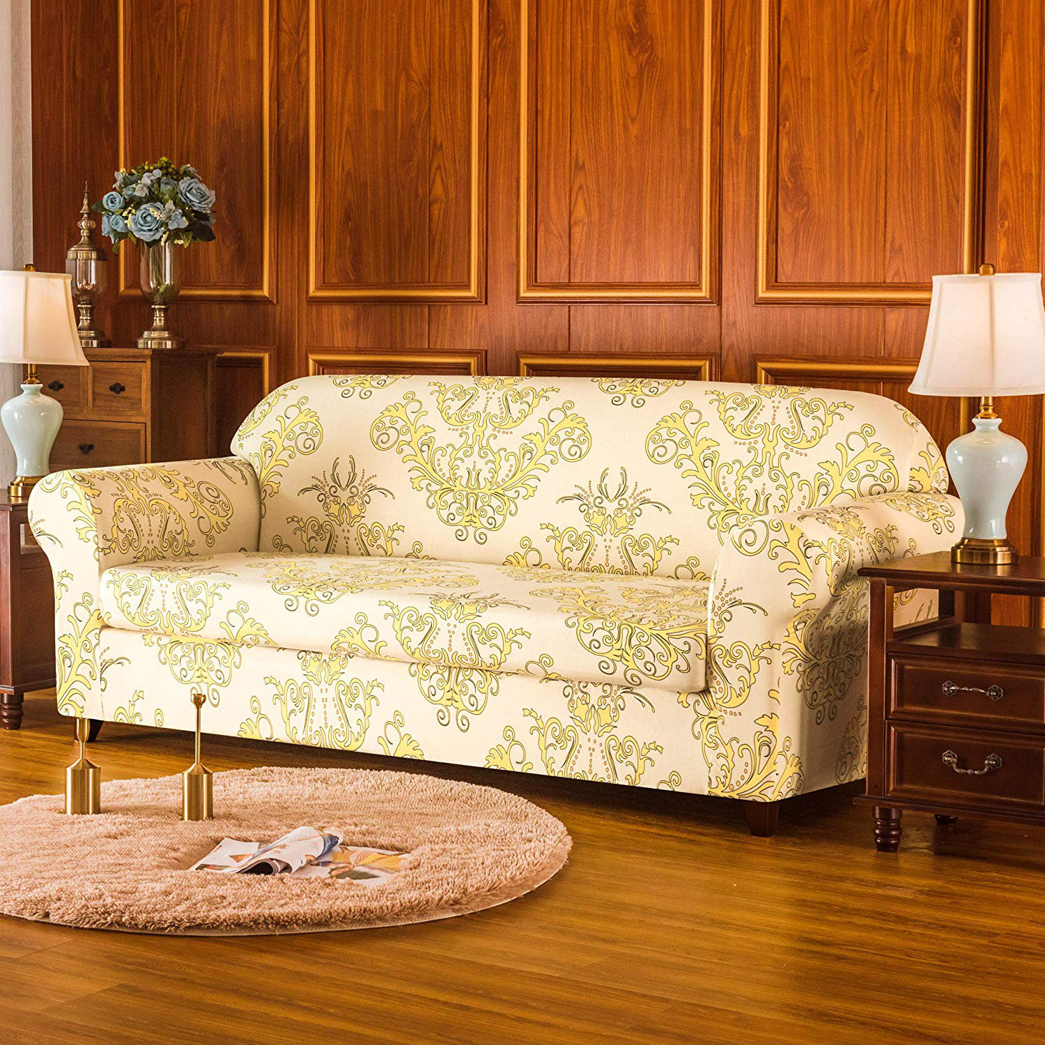 House Of Hampton Flower Printed Stretch Box Cushion Loveseat Slipcover Reviews Wayfair