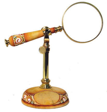 Dollhouse Handcrafted Magnifying Glass with Clear Lens Red Handle Miniature