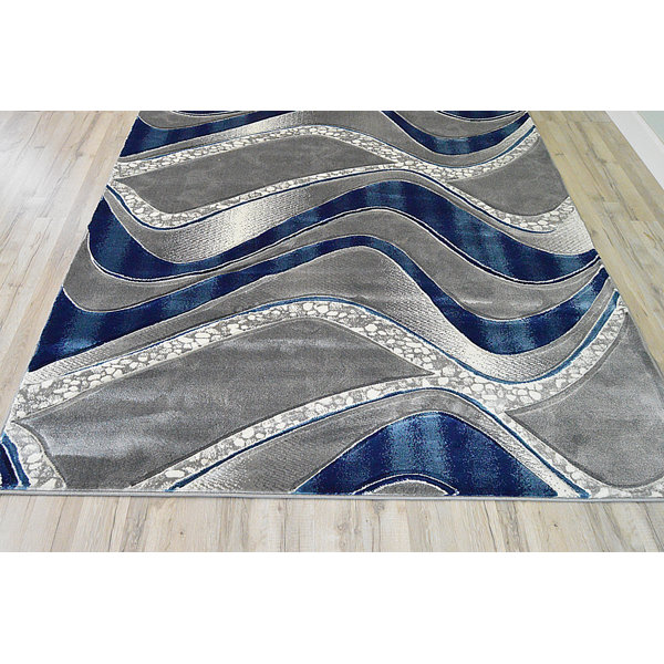 Orren Ellis Ilkley 3d Effect Thick Modern Contemporary Abstract Blue Area Rug Wayfair Ca