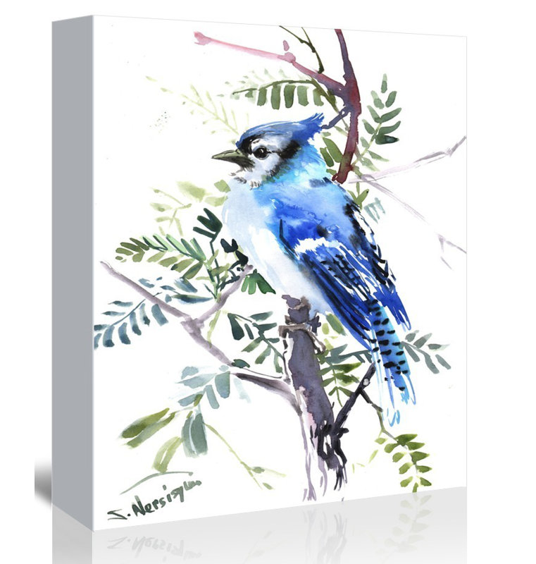 East Urban Home Blue Jay Painting Print On Gallery Wrapped
