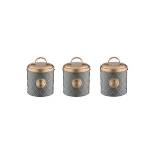 copper coloured tea coffee sugar jars