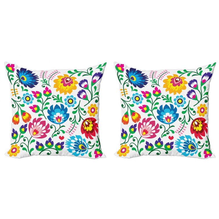 18x18 Pillow Covers Black Flowers Throw Pillow Multicolor 