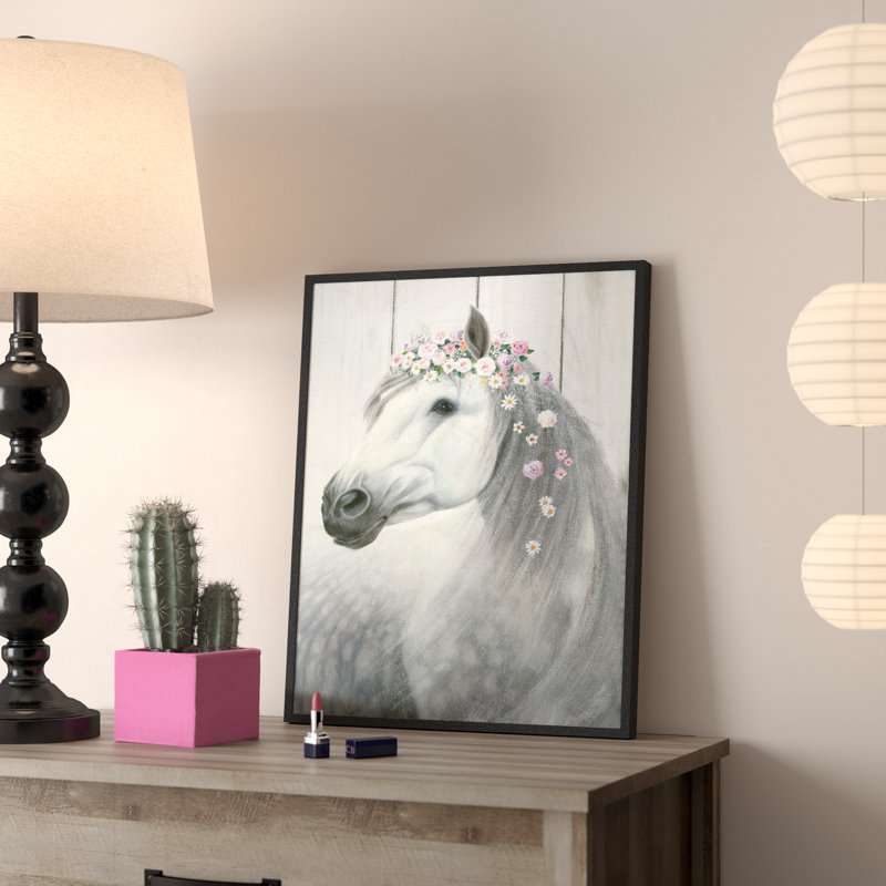 Bungalow Rose Spirit Stalli On Horse With Flower Crown Print