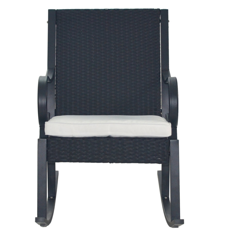 August Grove Kampmann Outdoor Wicker Rocking Chair With Cushions Reviews Wayfair