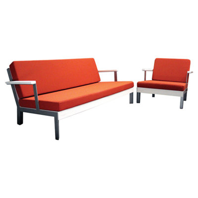 Etra Patio Sofa With Cushions Modern Outdoor Frame Material Powder