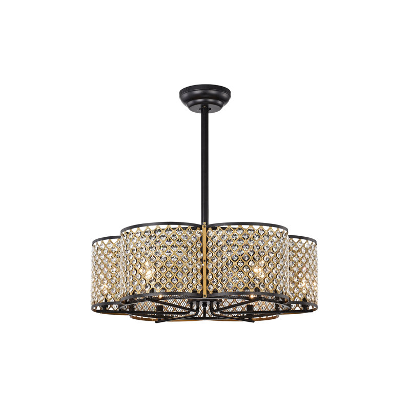 Everly Quinn 30" Margolis Crystal Flower 3 Blade Ceiling ...