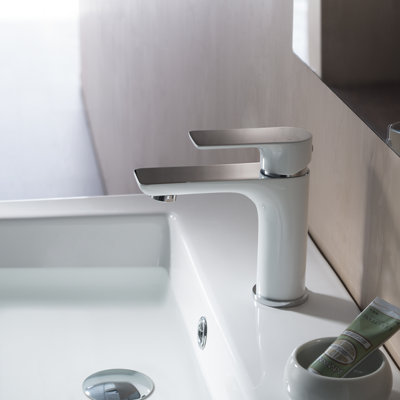 Blossom Single Hole Bathroom Faucet  Finish: White/Chrome