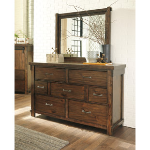 Dark Wood Dresser With Mirror Wayfair Pudsey 7 Drawer Dresser With Mirror