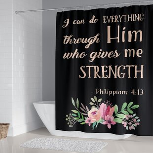 Philippians 4:13 Bathroom Waterproof Shower Curtain With 12 Hooks 47" W x 72" H 