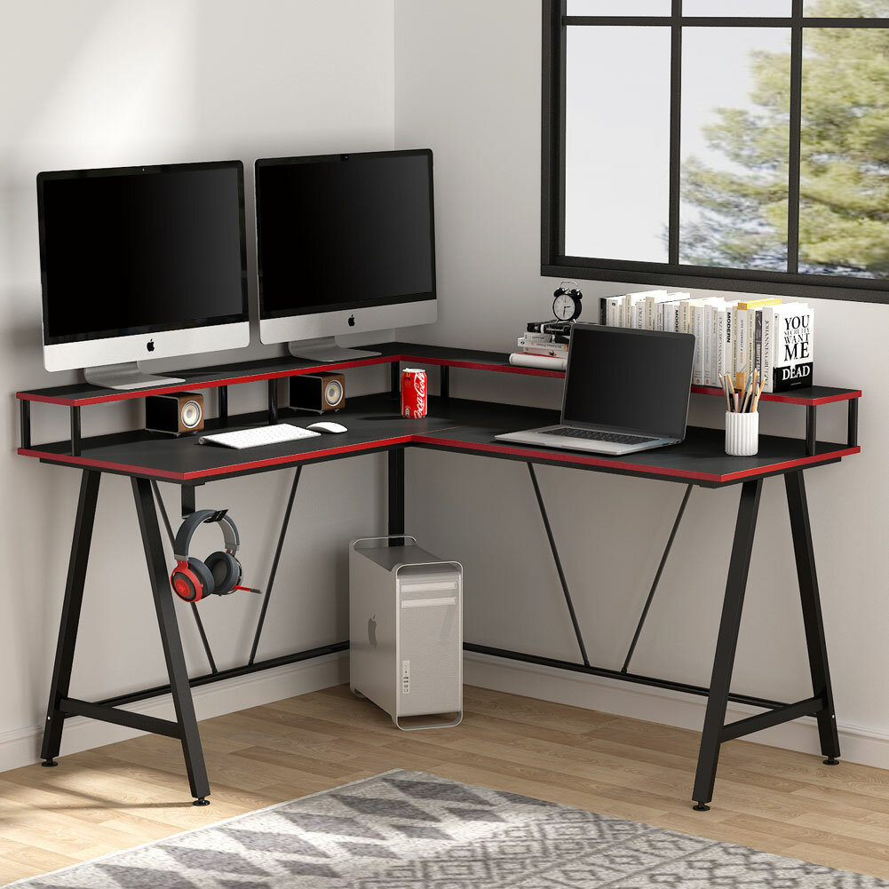 Inbox Zero L Shaped Gaming Desk With Hutch Wayfair