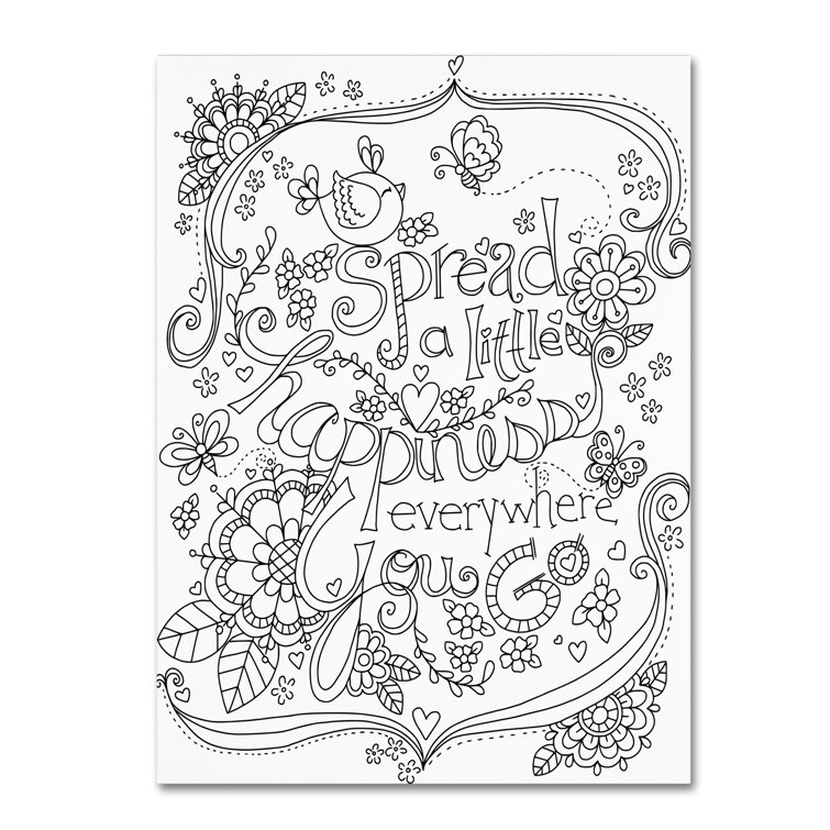Trademark Art Spread Happiness Coloring Page By Jennifer Nilsson Graphic Art On Canvas Wayfair