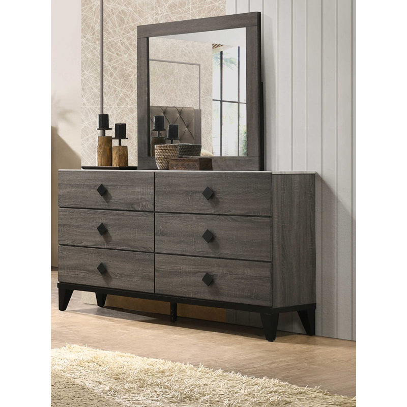 Foundry Select Dobbins 6 Drawer Double Dresser With Mirror Wayfair