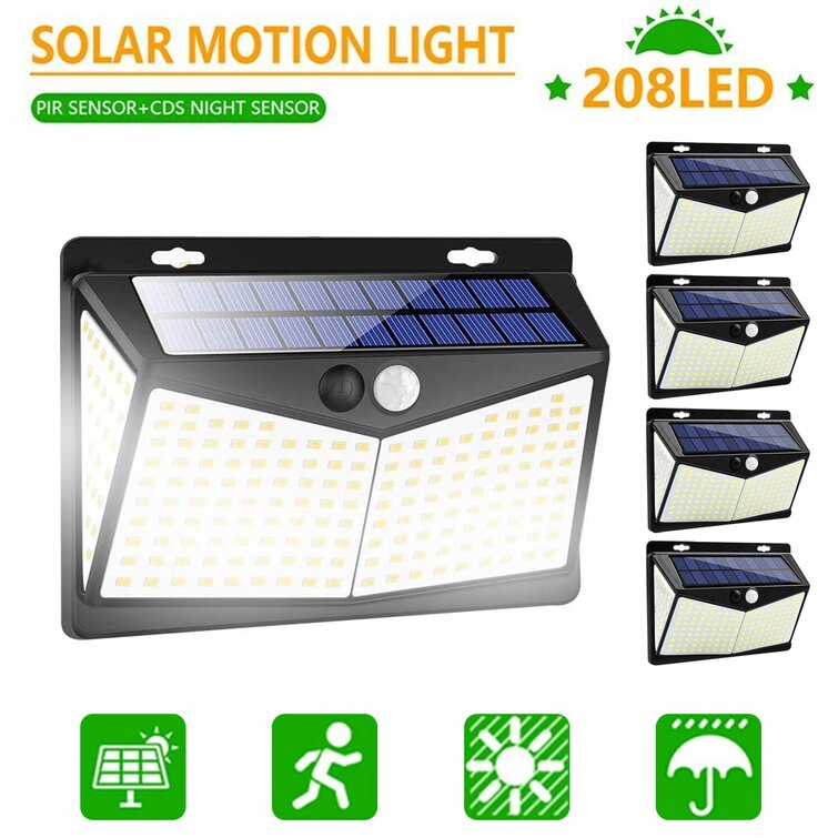 1/2/4Pack Solar Powered LED Wall Light Motion Sensor Security Lamp Outside UP