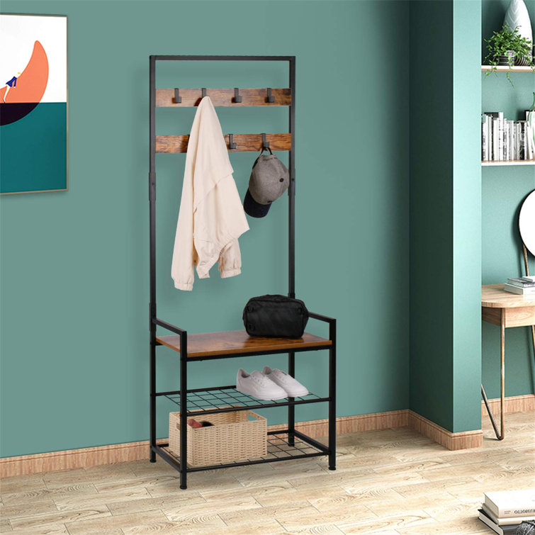 Williston Pittsburgh Steel Hall Tree with Bench and Shoe Storage Wayfair.co.uk