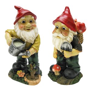 Garden Gnome 2 Piece Statue Set