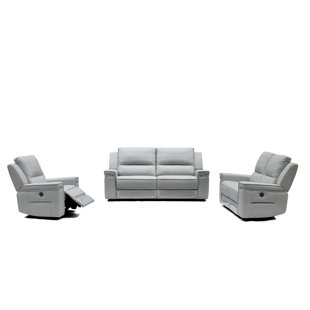 Colmar Reclining Leather 3 Piece Living Room Set by Orren Ellis