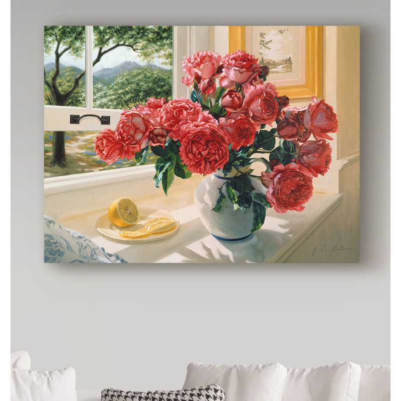 Trademark Art Hot Pink Roses Acrylic Painting Print On Wrapped