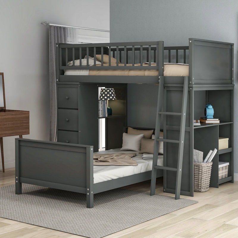 Harriet Bee Coquitlam Twin Over Twin Bunk Bed With Desk Wayfair