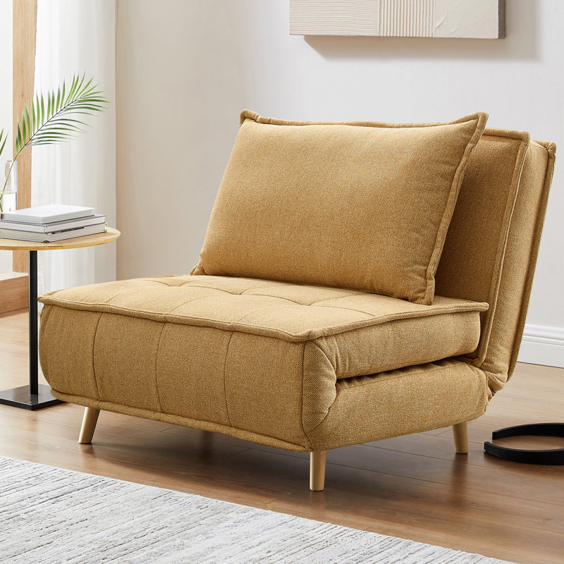 Mikell 41" W Polyester Convertible Chair Fabric OR Leather Type: Yellow Polyester
