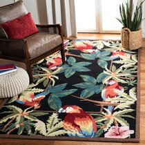 Nori Tropical 5' x 8' Hand Tufted Wool Accent Rug in Espresso 