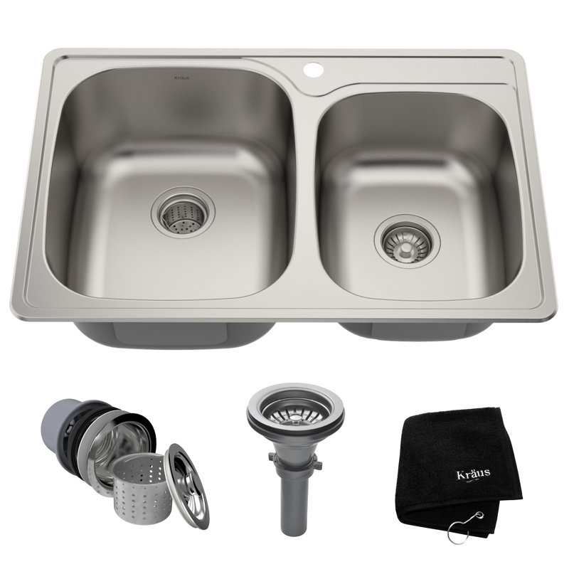 Ktm32 Kraus Kitchen Sink 33 L X 22 Wdouble Basin Drop In Kitchen Sink Reviews