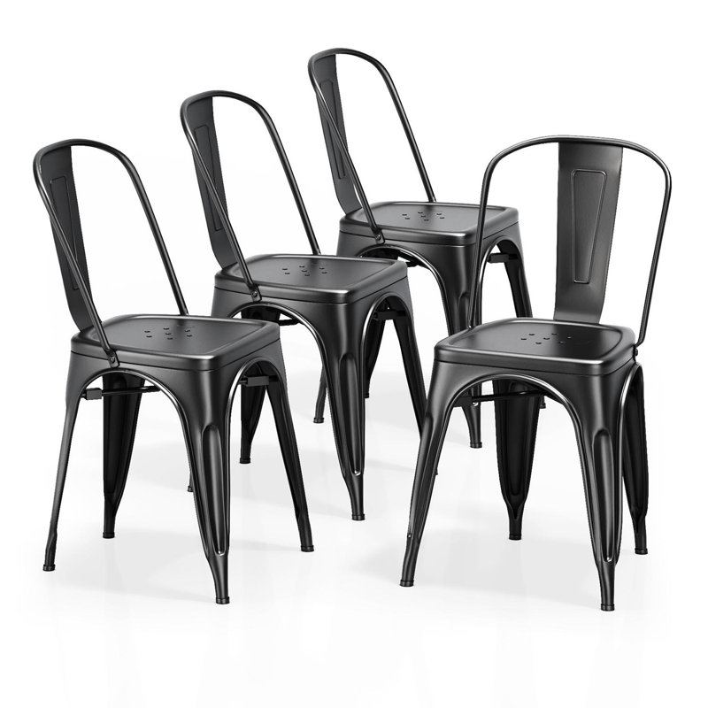 17 Stories Bostic Metal Slat Back Stacking Side Chair In Matte Metal Slat Back Stacking Side Chair