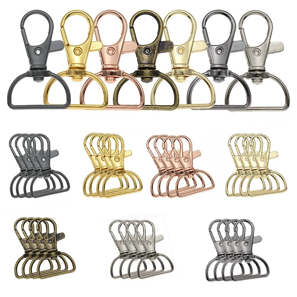 30 Pieces Sliver Metal Swivel Lobster Clasp Lanyard Clips Trigger Snap Hooks and 30 Pieces Split Key Rings 25mm for Keys DIY Making