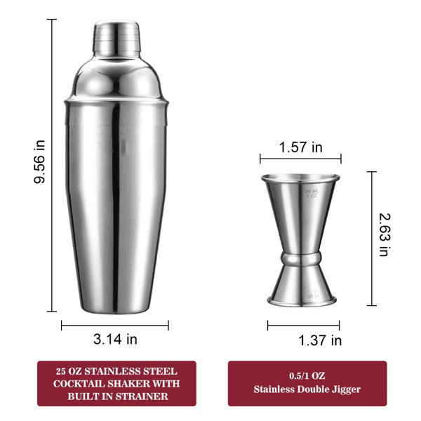 16-Ounce Plastic Drink Mixer Cocktail Shaker with Built-in Strainer Jigger Cap 16-Ounce Plastic Drink Mixer Cocktail Shaker with Built-in Strainer Jigger Cap