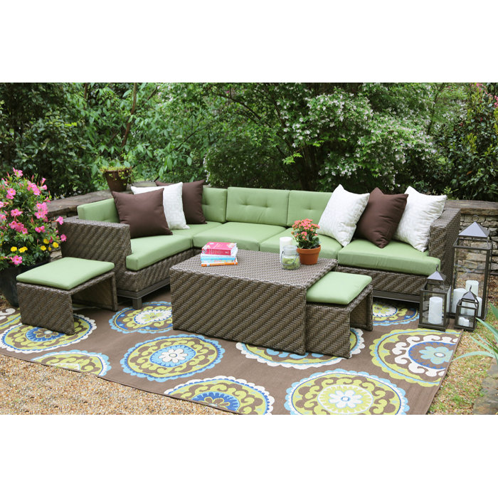 Ae Outdoor Hampton 8 Piece Rattan Sunbrella Sectional Seating Group Ae Outdoor Hampton 8 Piece Rattan Sunbrella Sectional Seating Group With Cushions Reviews Wayfair