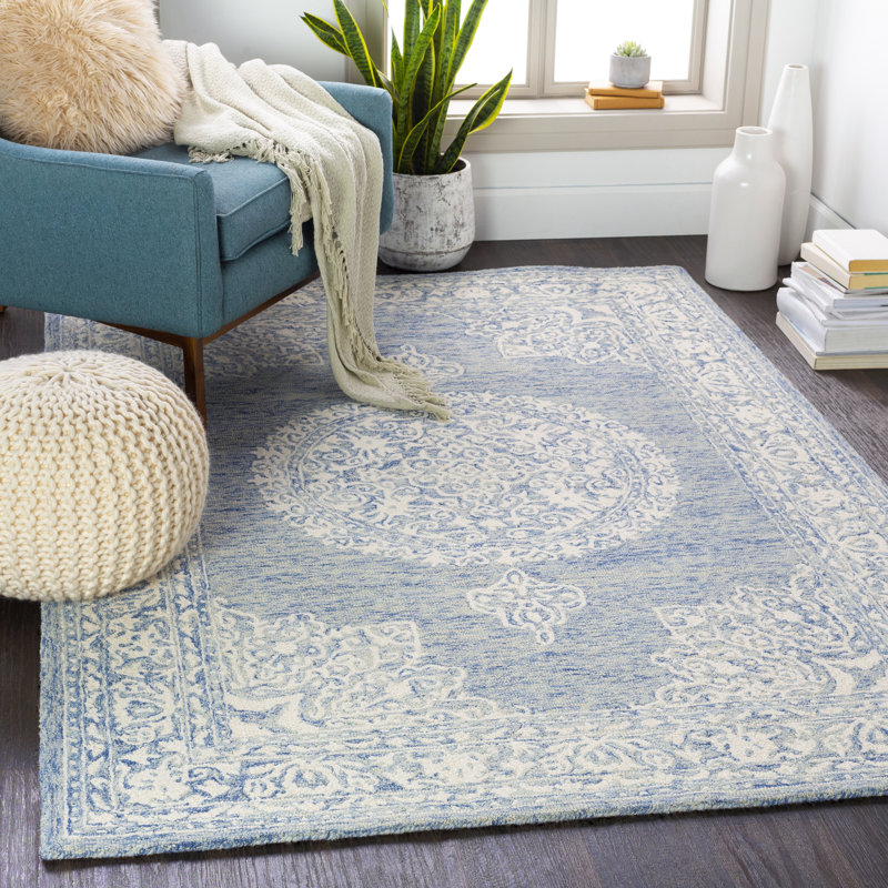 Ophelia Co Beaverton Updated Traditional Tufted Wool Blue Area Rug Wayfair
