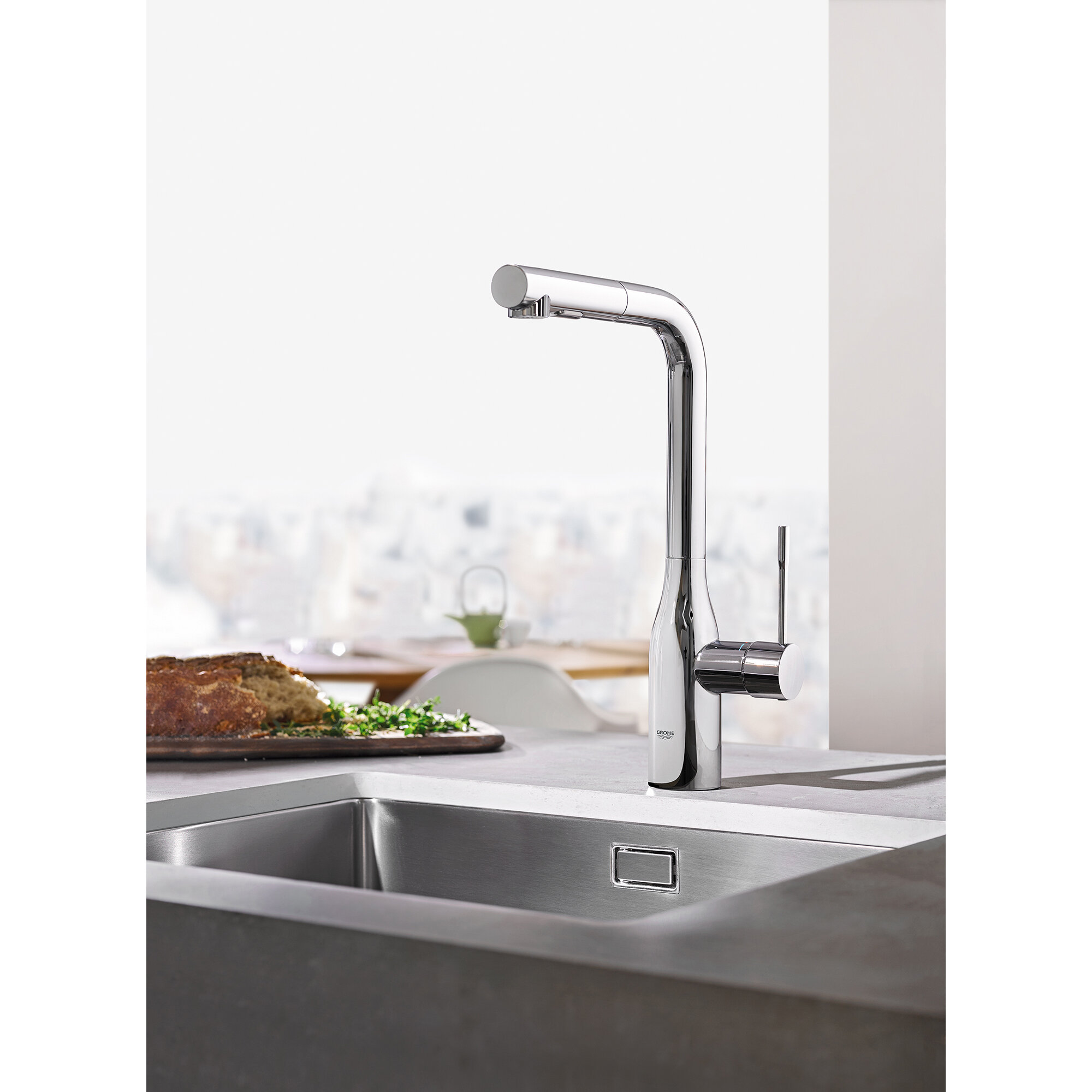 Grohe Essence Pull Out Single Handle Kitchen Faucet With Silkmove Reviews Wayfair