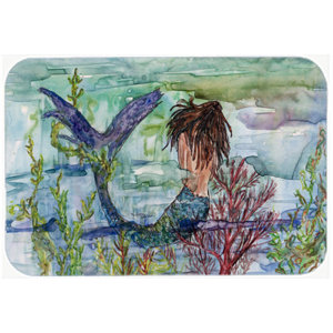 Brunette Mermaid Coral Fantasy Kitchen/Bath Mat