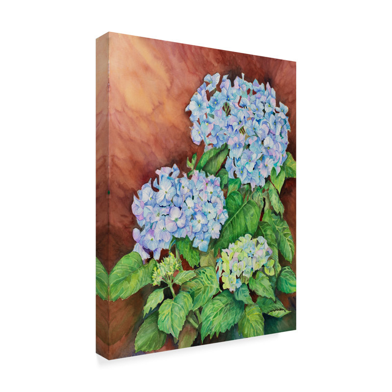 Trademark Art Blue Hydrangeas Acrylic Painting Print On Wrapped